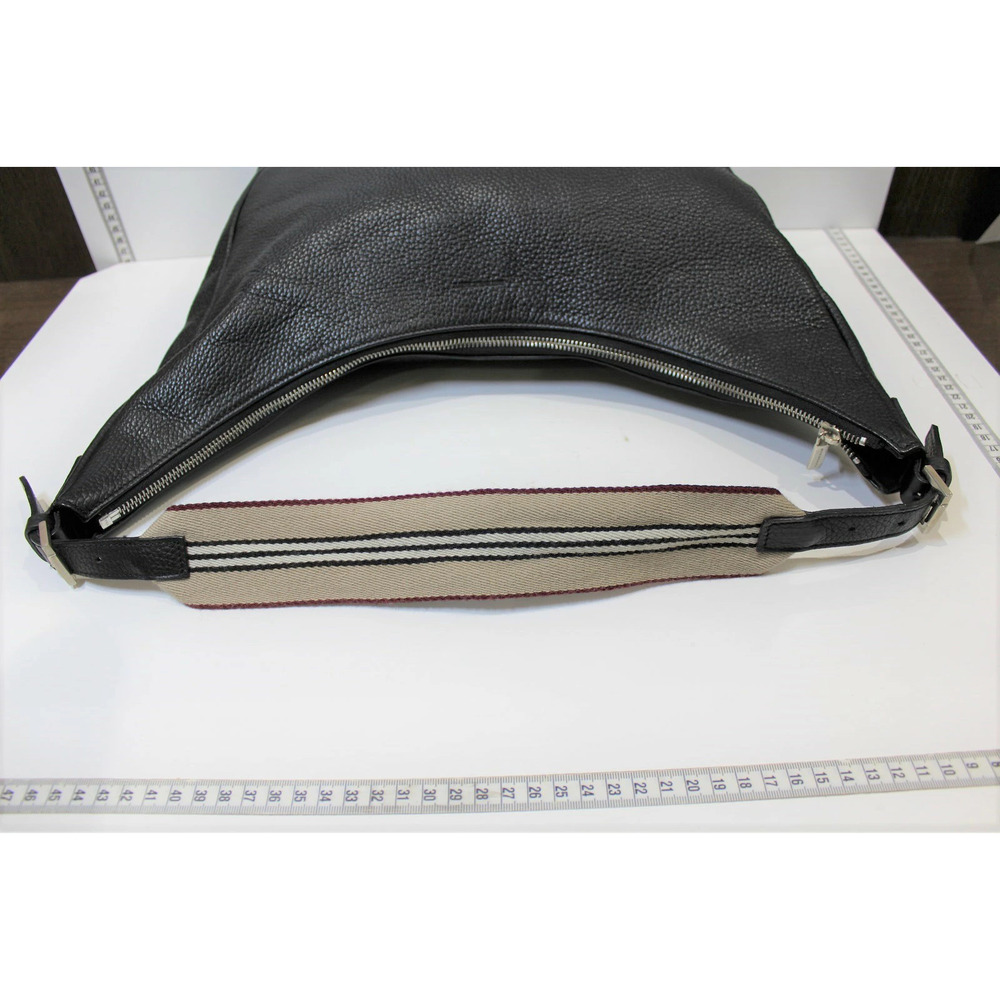 BURBERRY Hobo Bag Leather Black Beige White - Picture 6 of 9